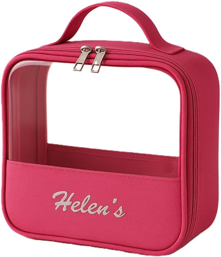 PVC Şeffaf Seyahat Makyaj Kozmetik Çantası (Pembe)