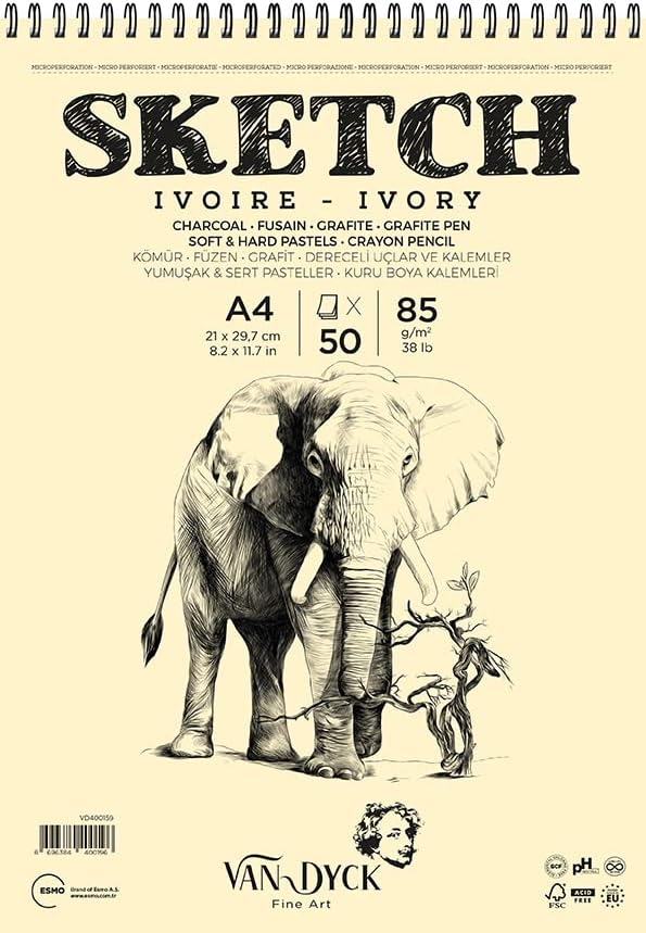 VAN DYCK SKECTH ÇİZİM BLOK A4 85gr ÜSTTEN SPİRALLİ DEFTER