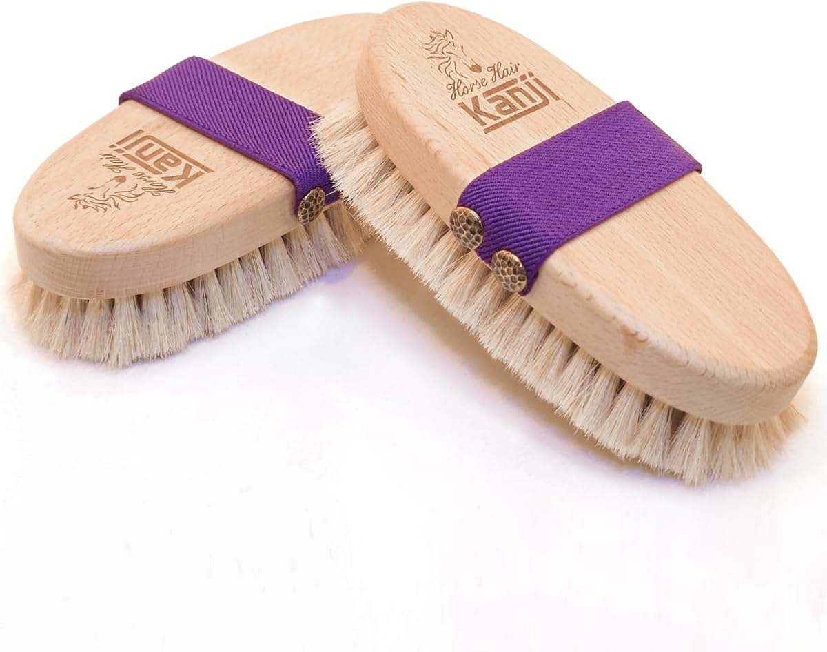 %100 Doğal At Kılı Masaj ve Kuru Fırçalama için Mor Kemerli Vücut Peeling Selülit Fırçası