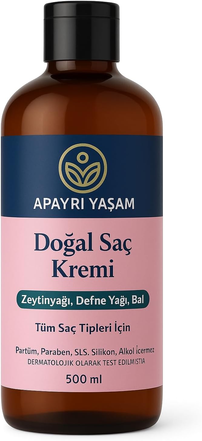 Apayrı Yaşam Zeytinyağı Defne Yağı Bal Özlü Tüm Saç Tipleri İçin Doğal Saç Kremi 500 ML