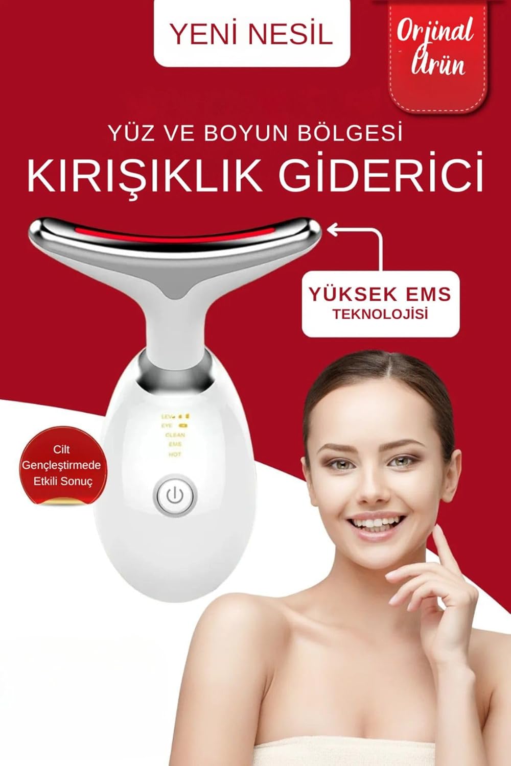 Vooka Yüz Ve Boyun Kırşıklık Giderici Ems Güzellik Cihazı Gıdık Sarkma Kırışıklık 3 Modlu