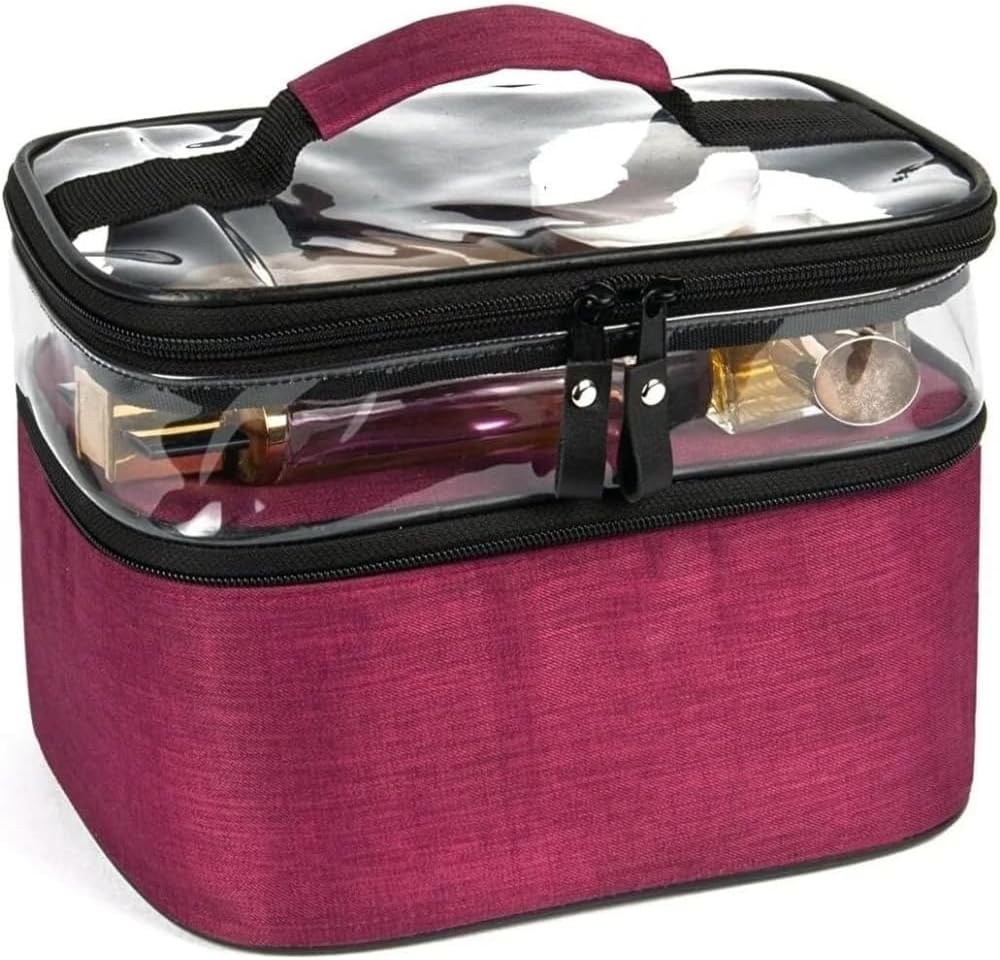 Wiforte Su Geçirmez Seyahat Tipi Makyaj Çantası – Büyük Boy, Çok Bölmeli Kozmetik ve Makyaj Seti Düzenleyici Kutusu (Bordo)