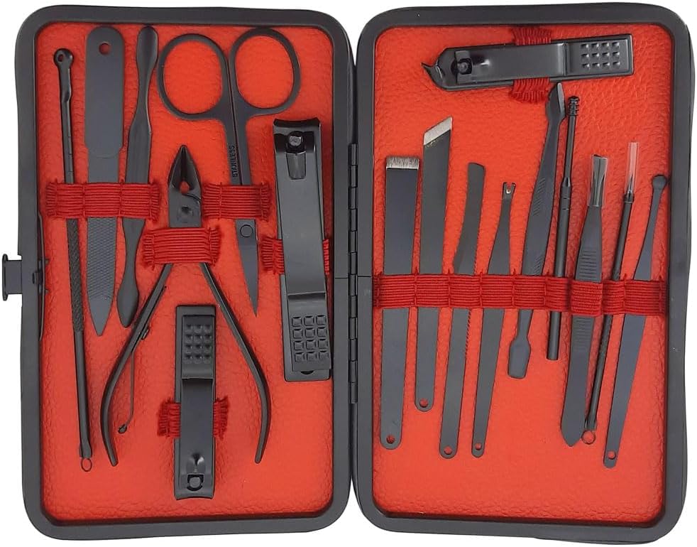 17 Parça Manikür Pedikür Seti Kişisel Bakım Tırnak Makası Seti Pedikür El Ve Ayak Bakım Kiti MNK01