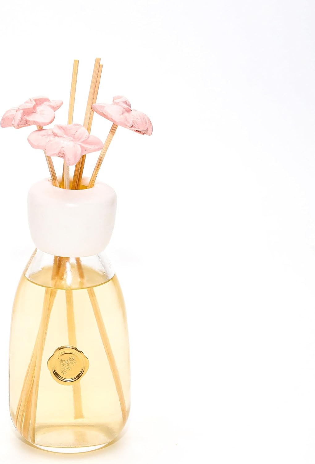 MİSSİ 230 ml Pembe Seramik Çiçek Taş Çubuklu Garden Rose-Pudra Oda Kokusu