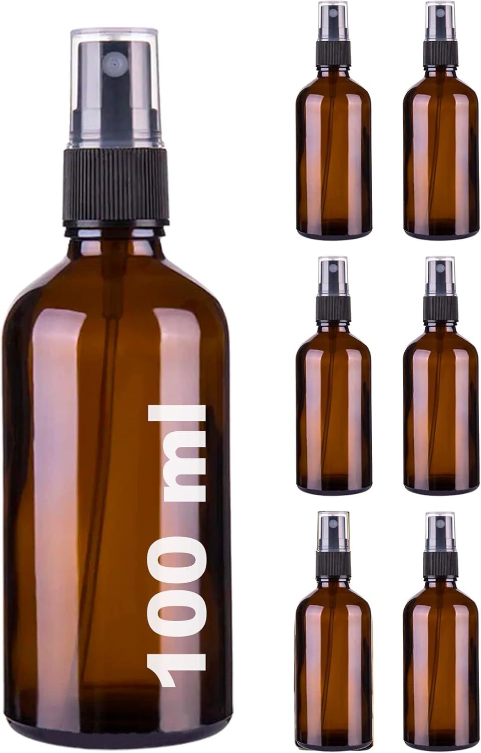 100 ml Siyah Spreyli Cam Şişe 100 cc Sızdırmaz Kapaklı Fısfıs Kahverengi Cam Şişe 6 Adet