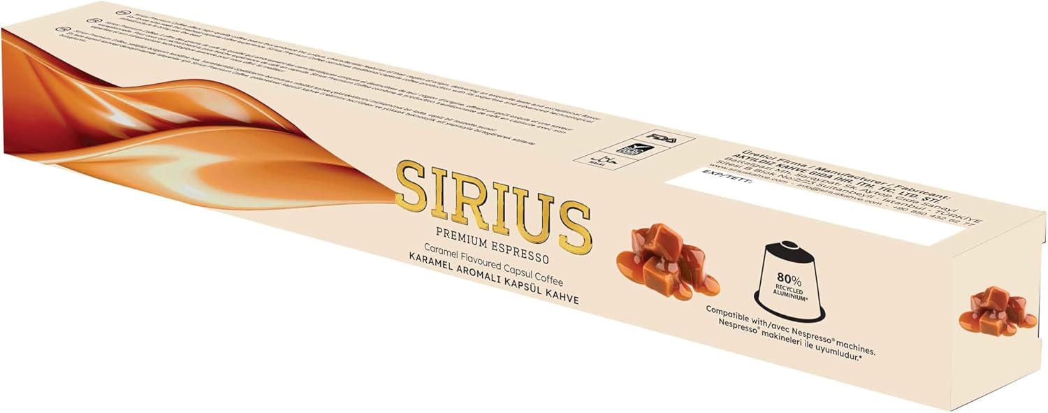 Sirius Premium Karamel Aromalı Kapsül Kahve (Nespresso Uyumlu) - 10 Adet