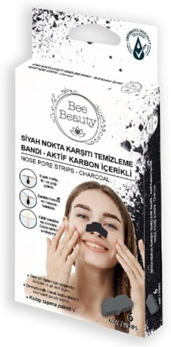BEE BEAUTY SİYAH NOKTA KARŞITI TEMİZLEME BANDI AKTİF KARBON İÇERİKLİ - NOSE PORE STRIPS CHARCOAL
