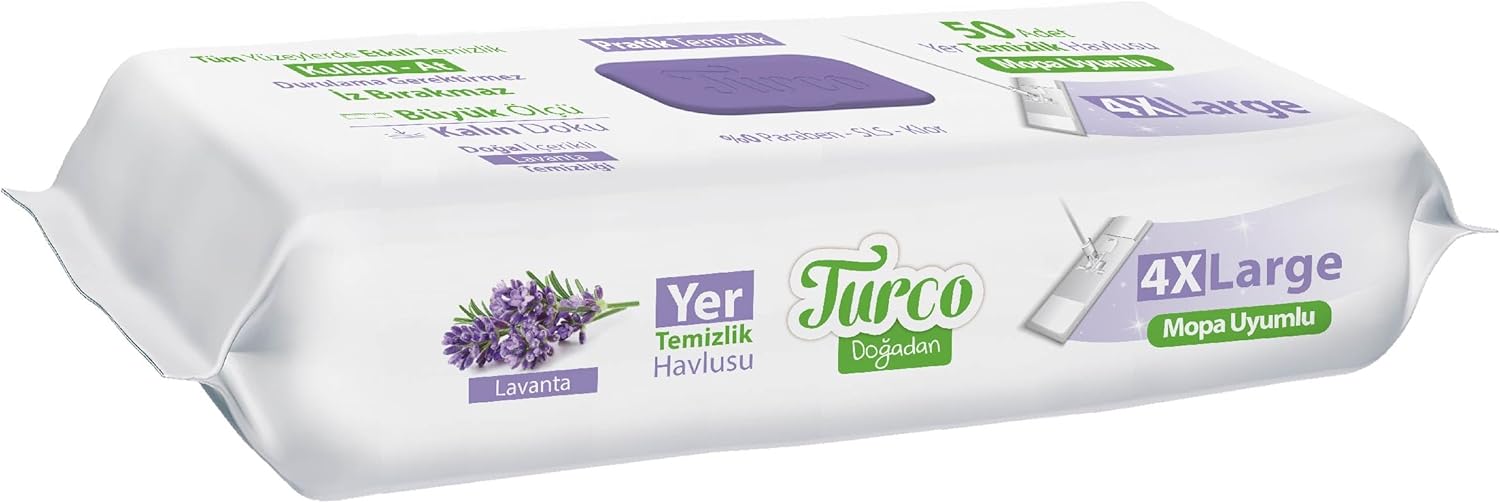 Turco Doğadan Pratik Temizlik Baby Turco Doğadan Yer Temizlik Havlusu Lavanta 50 Adet