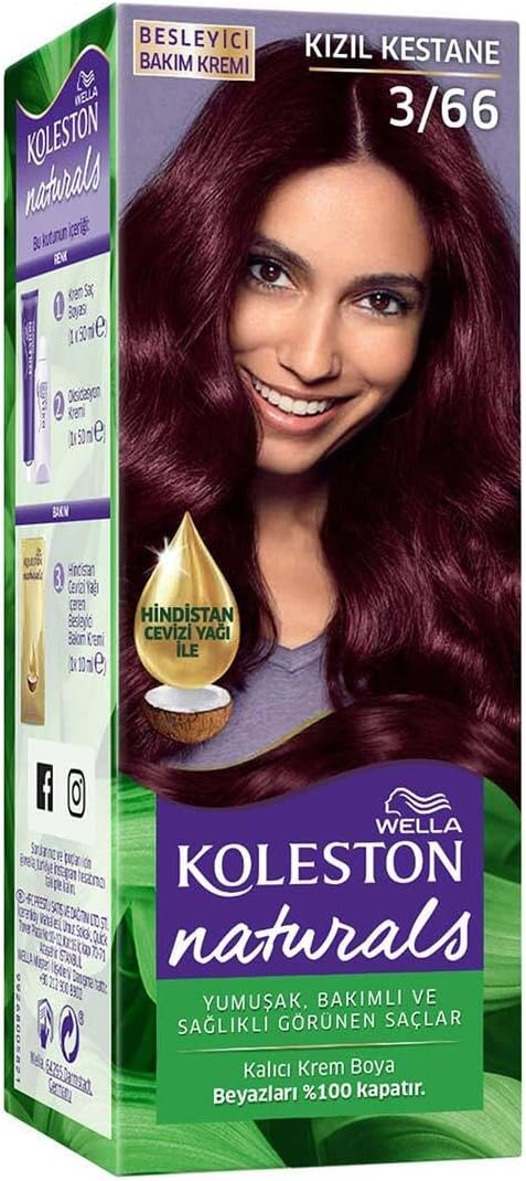 Wella Koleston Naturals Saç Boyası 3/66 Kızıl Kestane
