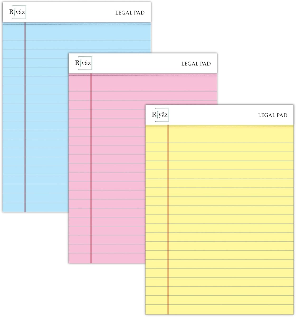 A5 Boyut, 3 farklı renkli Legal Pad, Notluk, Notepad, Defter, Herbiri 50 Yaprak, Geniş Satır aralığı, okul, iş ve ofis için, Türk Malı