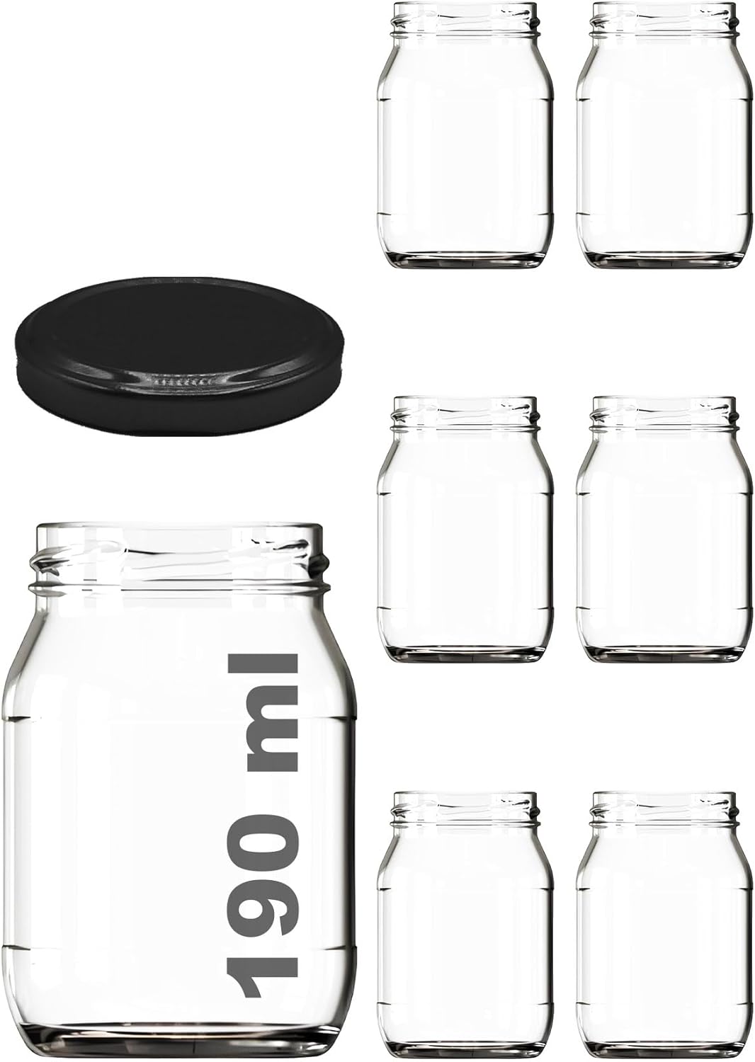 190 ml Şeffaf Kavanoz 190 cc Konserve Metal Kapaklı Cam Kavanoz 6 Adet