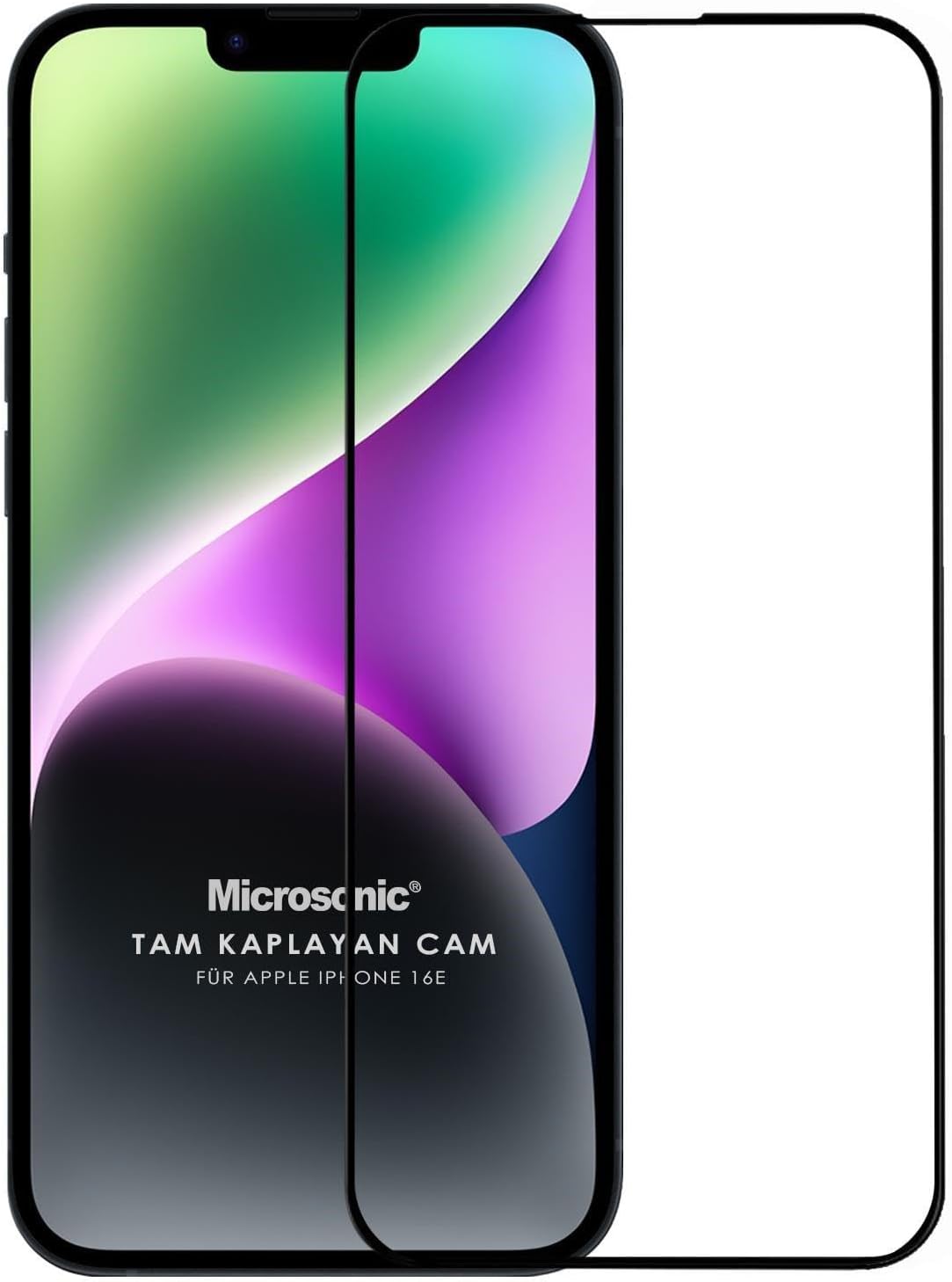 16e Tam Kaplayan Temperli Cam Ekran Koruyucu Siyah