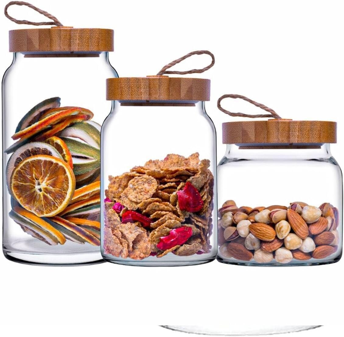 Bambu Kapaklı 3lü Kavanoz Seti