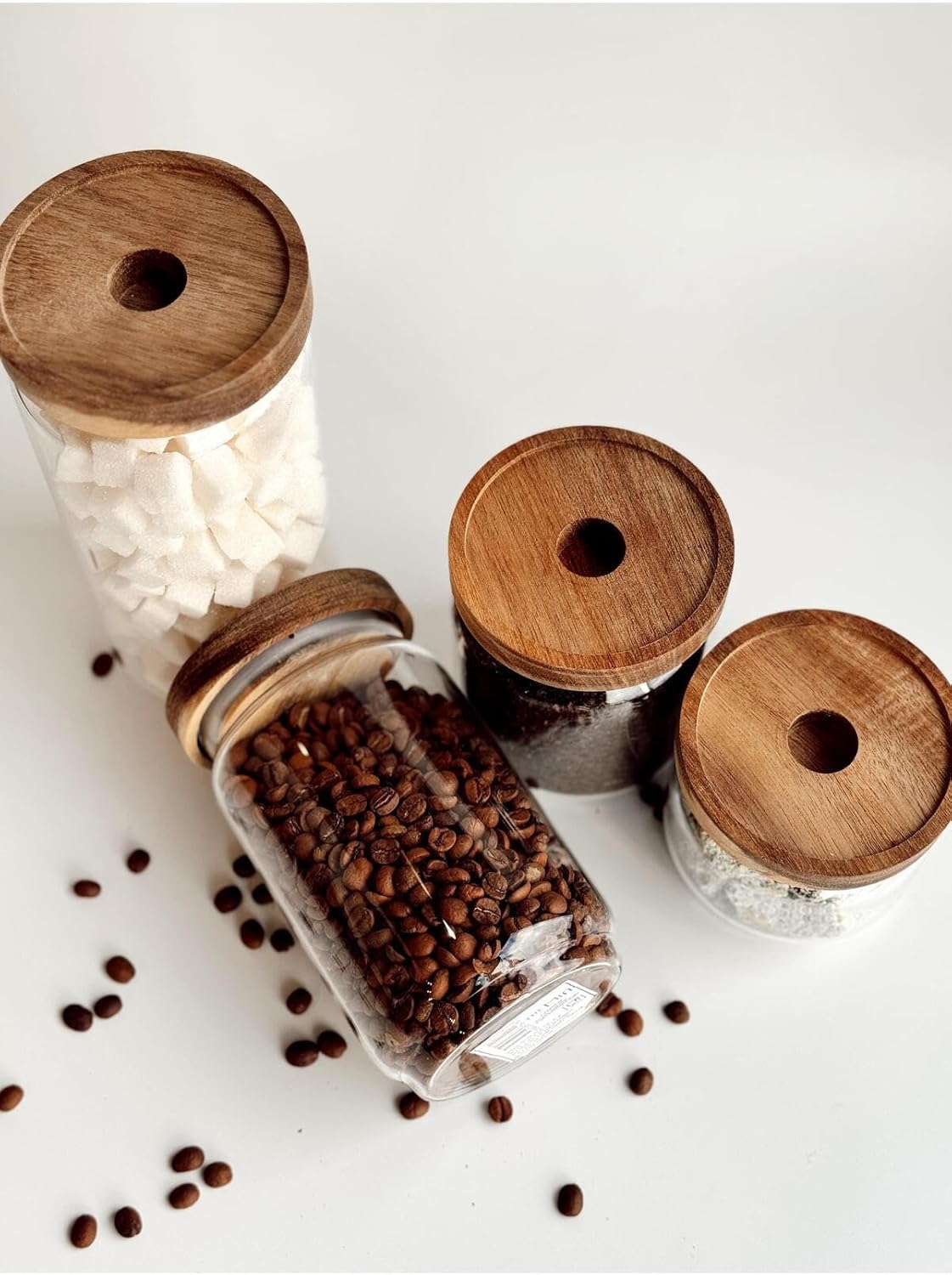 Ahşap Kapaklı Cam Saklama Kabı 700 Ml Cam0316