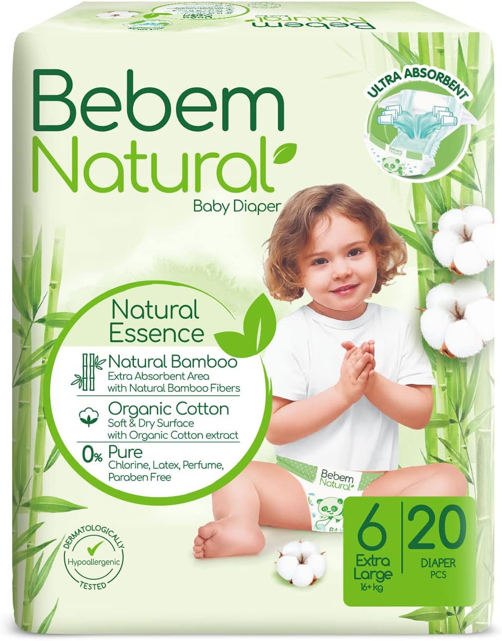 Bebem Natural 6 Beden Xlarge Bebek Bezi (1 x 20 Adet)