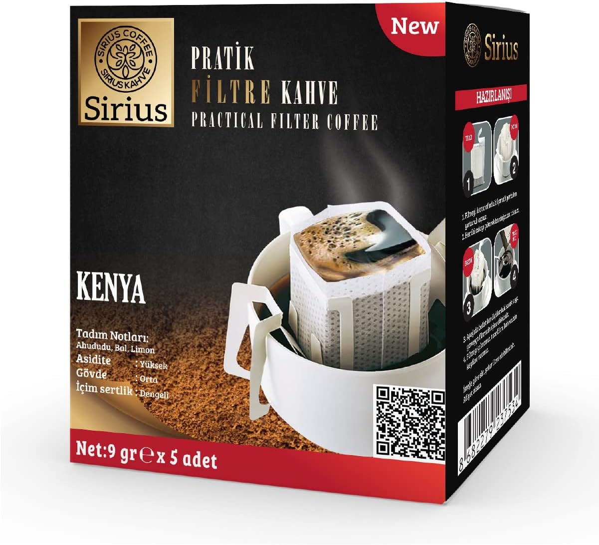 Sirius Premium Pratik Filtre Kahve Kenya (5 Ad.)