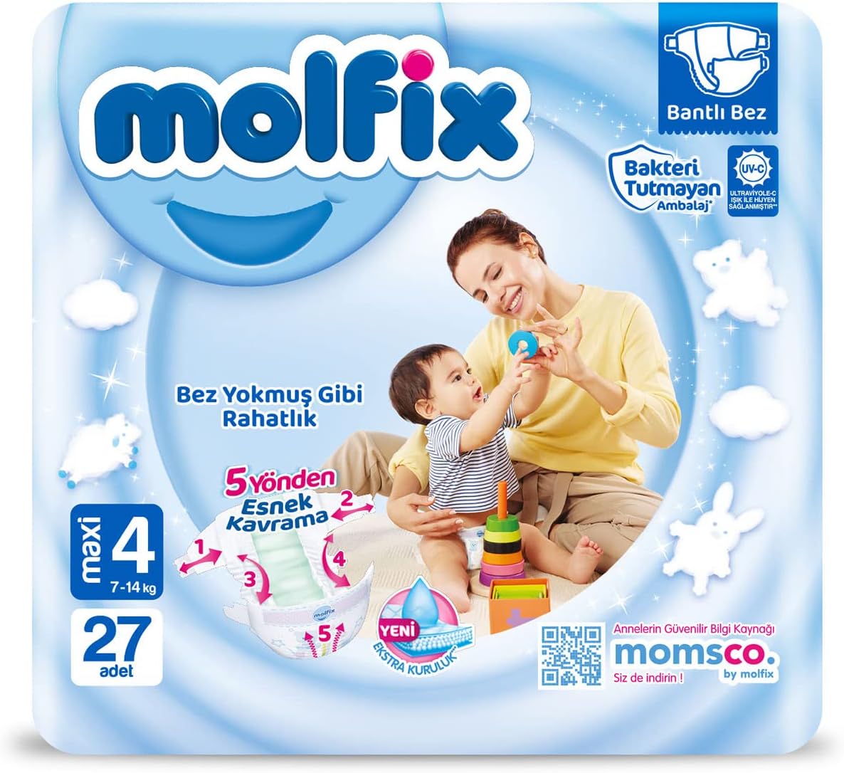 Molfix Bebek Bezi 3D Maxi 4 Beden İkiz 27 Adet, Çok renkli