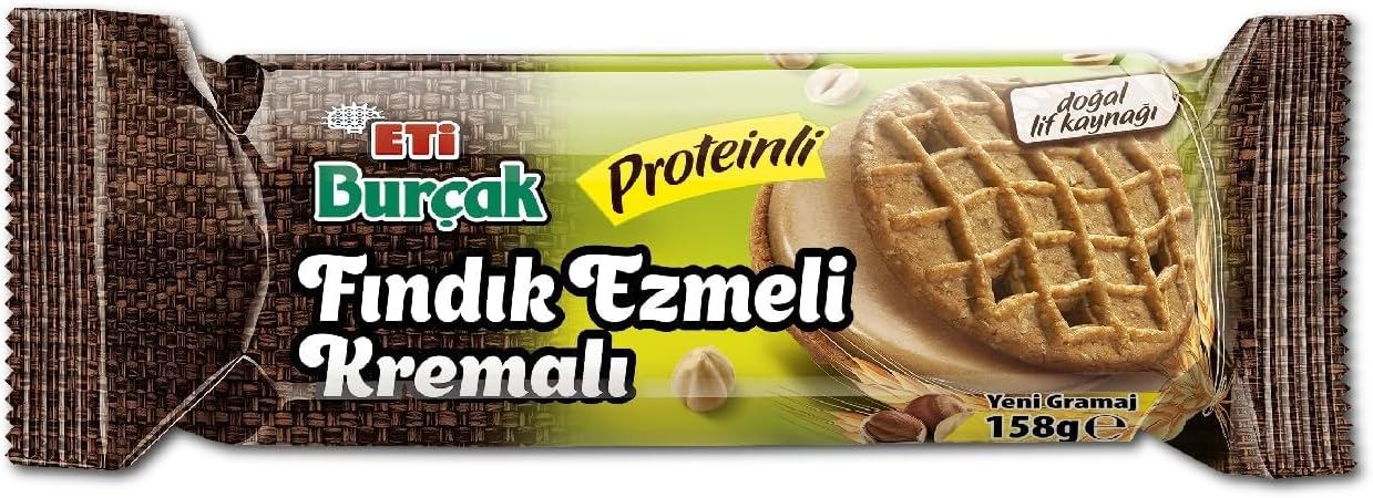 Eti Burçak Fındık Ezmeli Proteinli Bisküvi 158 g x 18 Adet