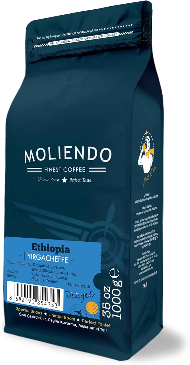 Moliendo Finest Coffee Ethiopia Yirgacheffe Yöresel Kahve (Çekirdek) 1000 g