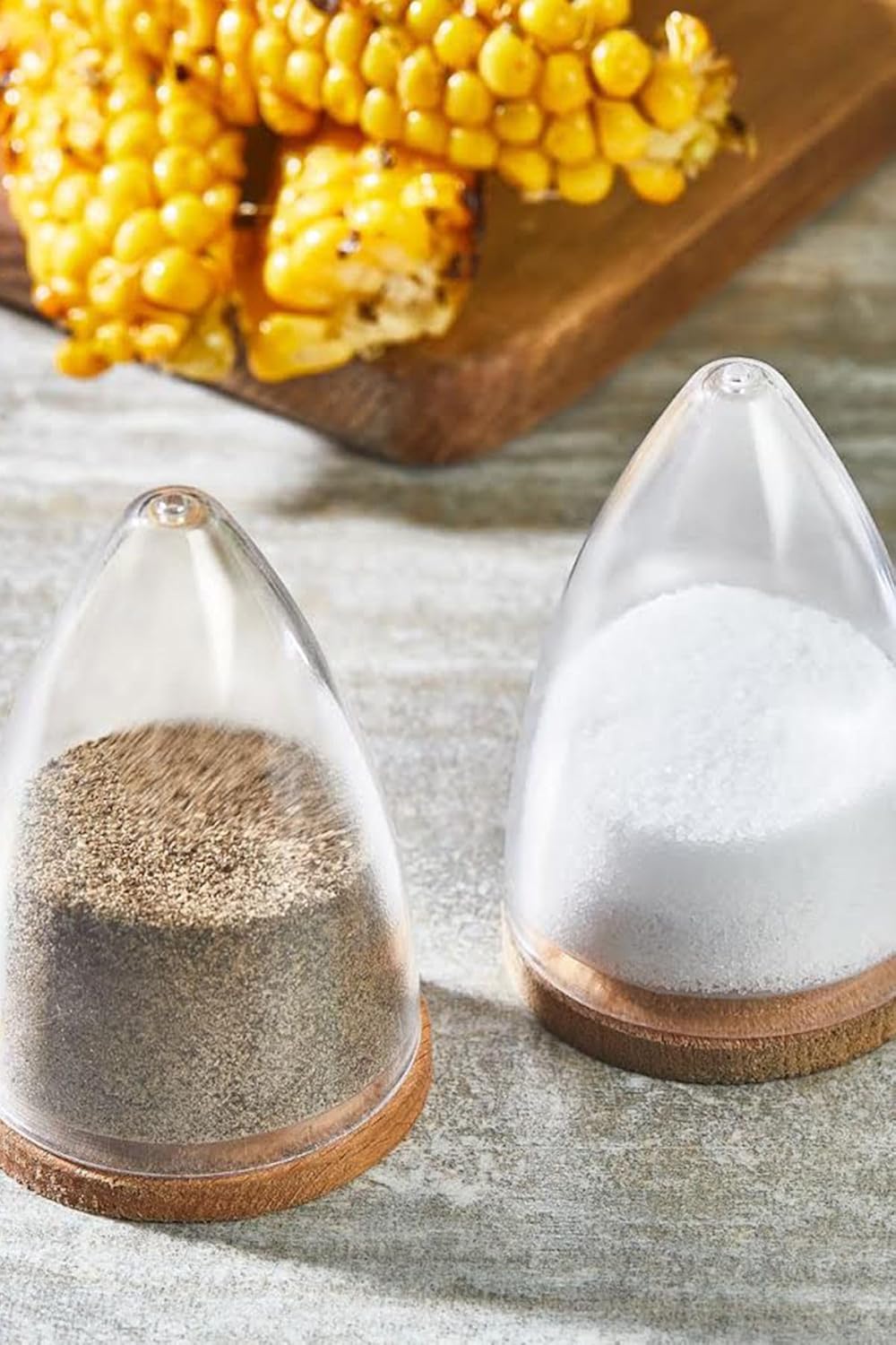 Life 2 Adet Ahşap Altlıklı Silikon Kapaklı Mika Baharatlık Tuzluk Biberlik Seti MIT1153