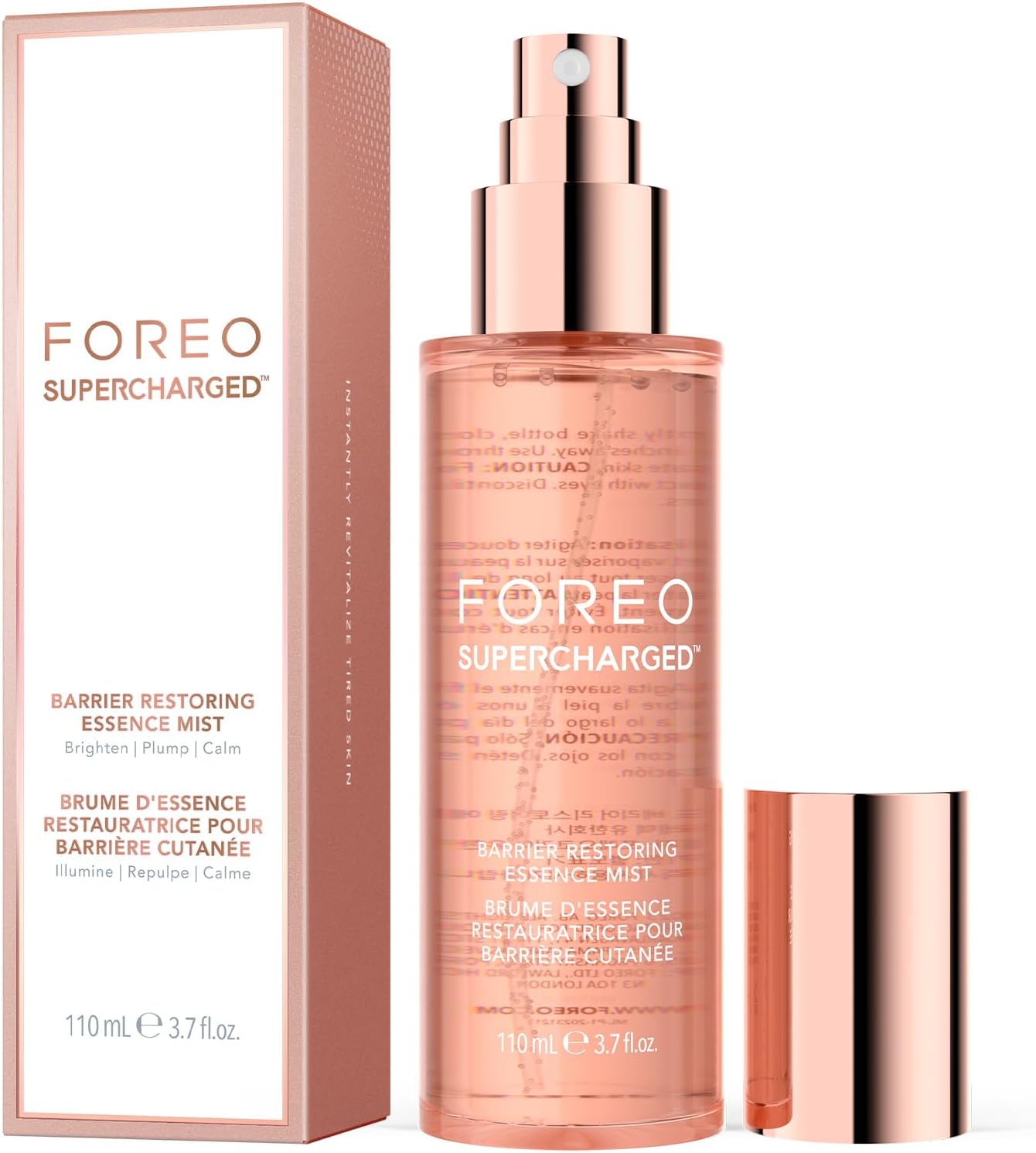 FOREO Supercharged cilt bariyeri yenileyici esans spreyi, 110 ml – Kolajen güçlendirici nemlendirici sprey yüz – Kolajen peptit, Niacinamid, Centella Asiatica, pantenol – tüm cilt tipleri için sprey