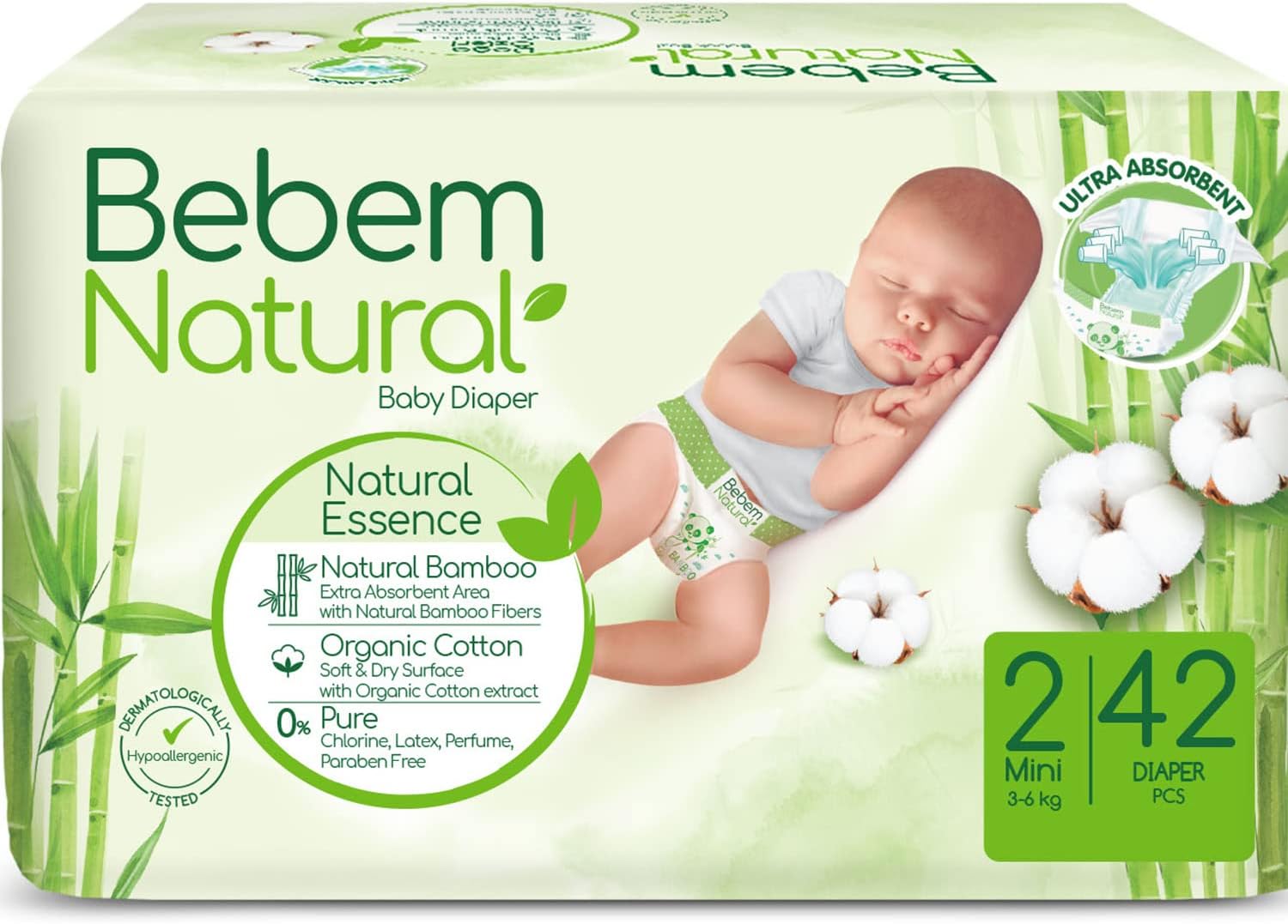 Bebem Natural 2 Beden Mini Bebek Bezi (1 x 42 Adet)