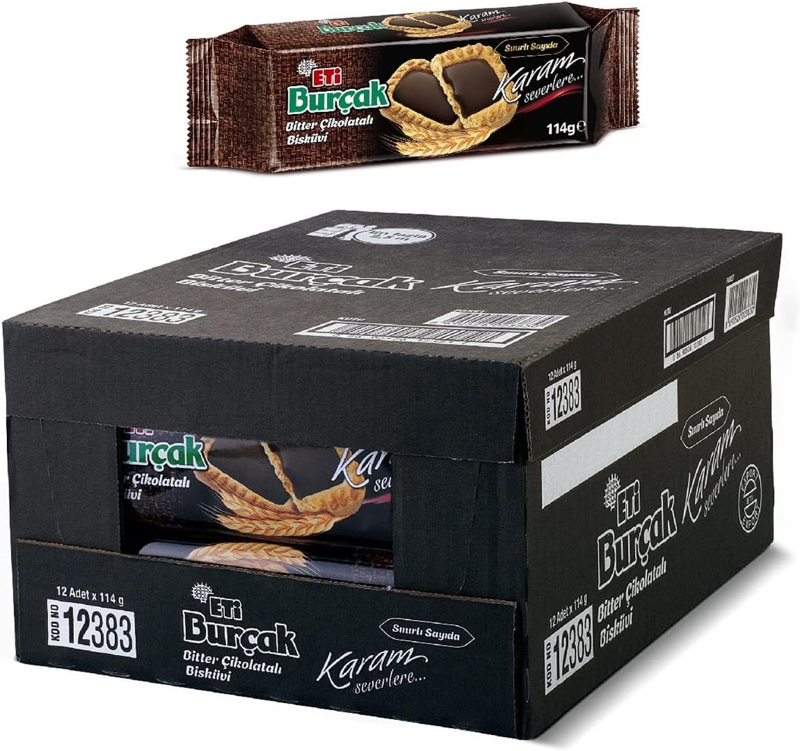 Eti Burçak Bitter Çikolatalı Yulaflı Bisküvi 114 g x 12 Adet