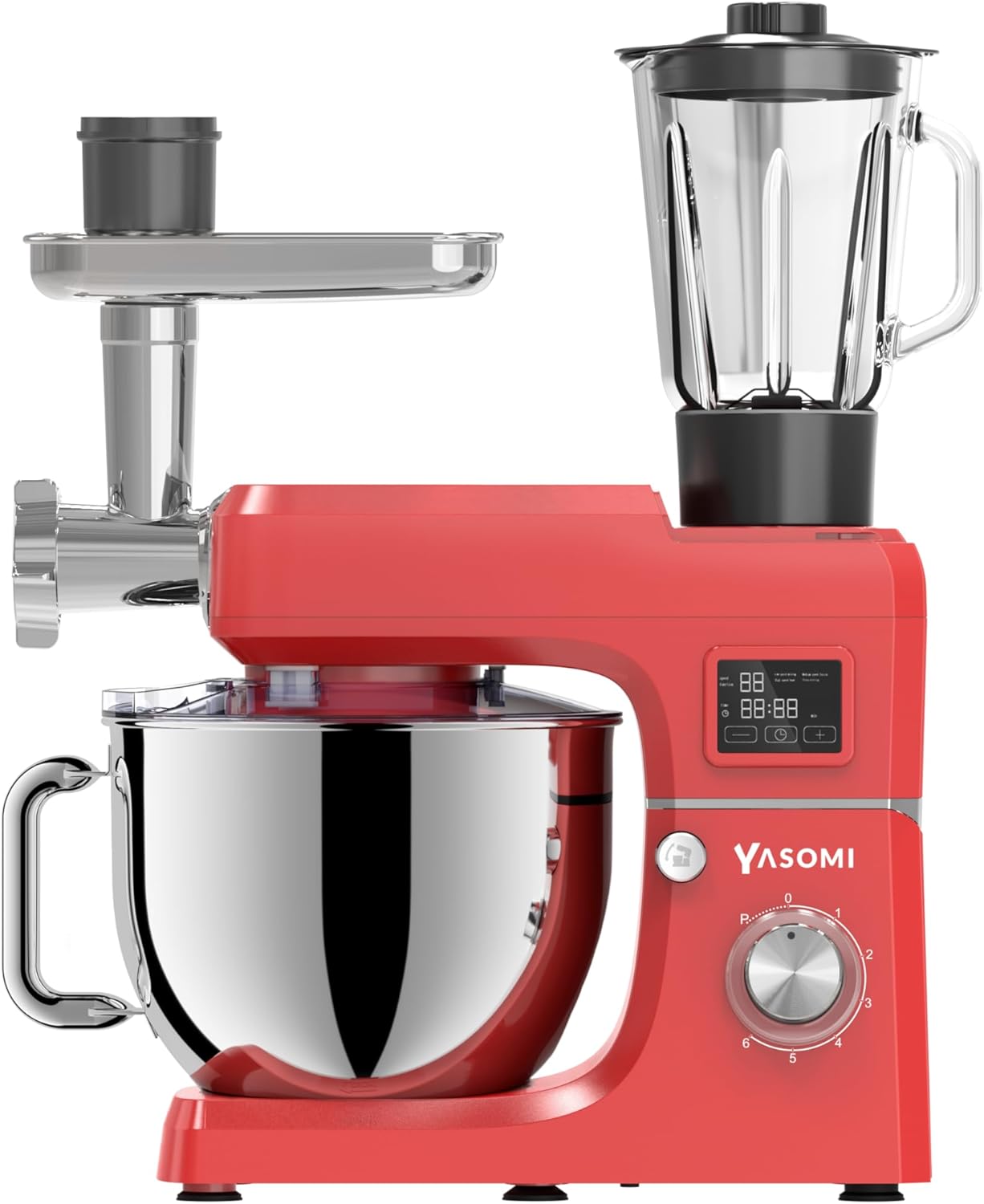 1511bml Led Ekranlı Kıyma Çekme Aparatlı Stand Mikser Mutfak Şefi (kırmızı)