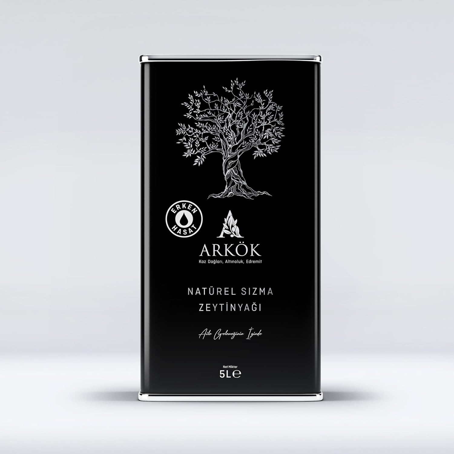 Arkök Erken Hasat Natürel Sızma Zeytinyağı 5 Lt - Edremit Zeytini, 200+ Polifenol, Tek Zeytinlikten Sınırlı Sayıda Üretim, Soğuk Sıkım
