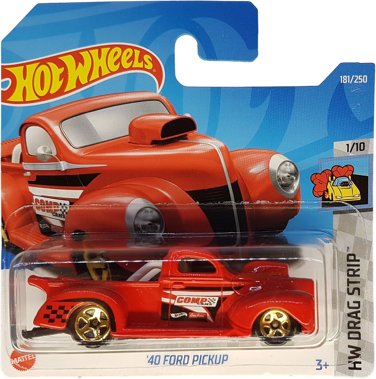 - ´40 Pickup - HW Drag Strip 1/10 - HCX61 - Short Card - Edelbrock - kırmızı - Mattel 2022