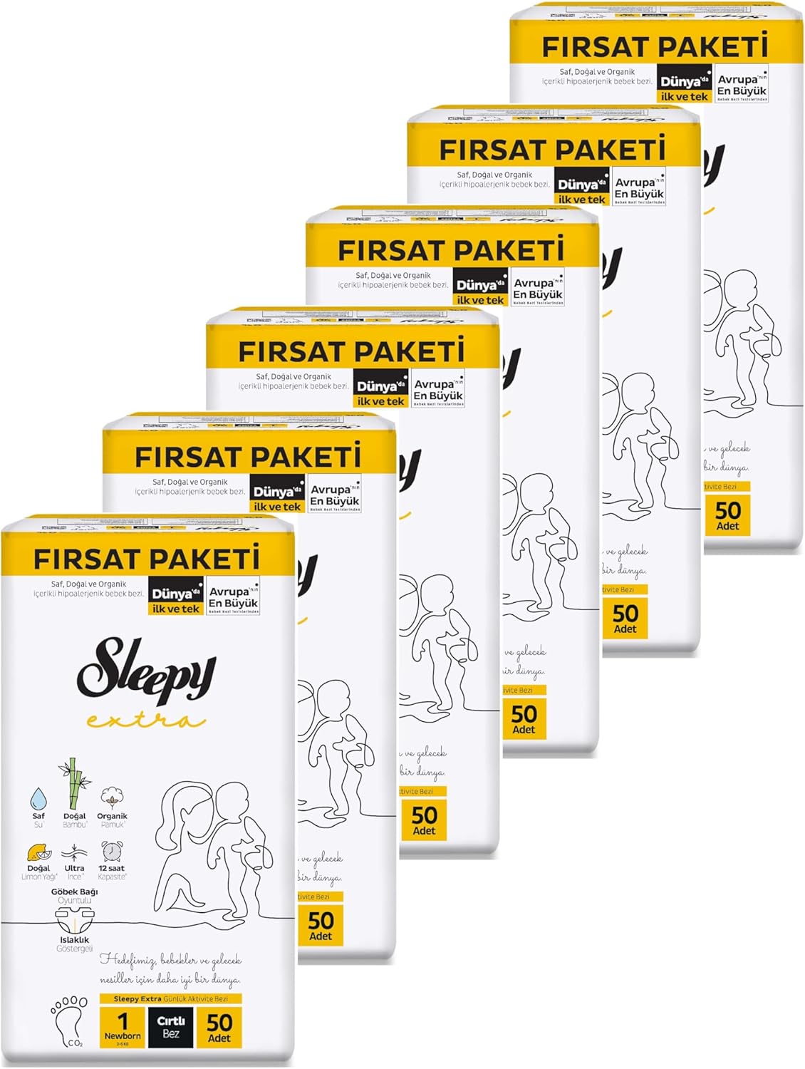 Sleepy Extra Günlük Aktivite Fırsat Paketi Bebek Bezi 1 Numara Newborn 300 Adet