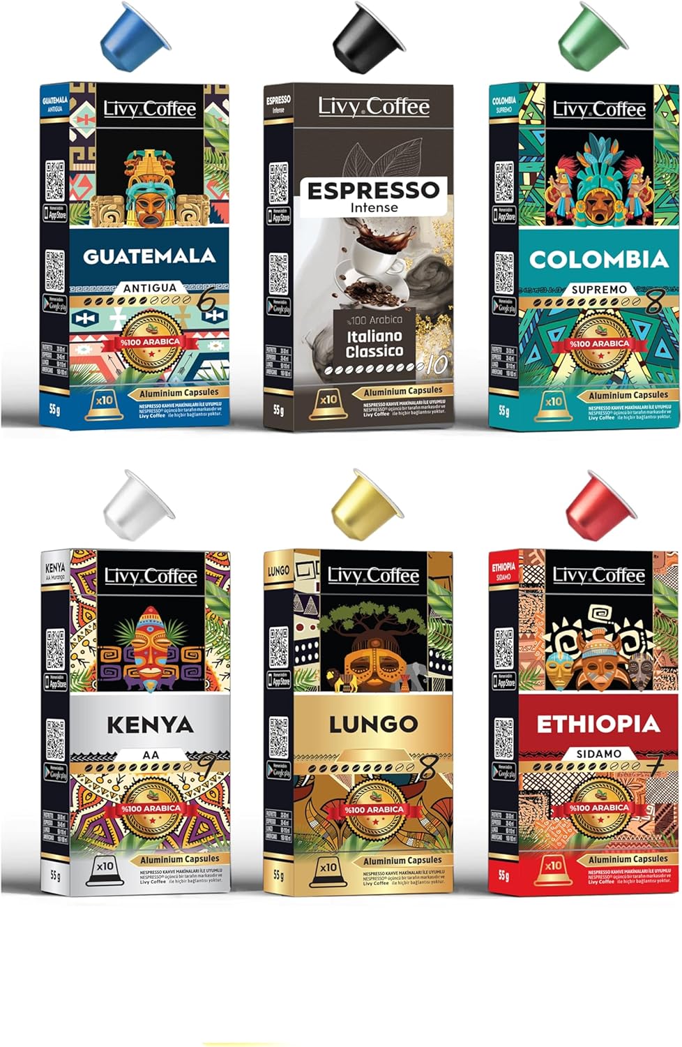 Livy Coffee® Alüminyum Nespresso Uyumlu Kapsül Kahve 6'lı 60 Kapsül,