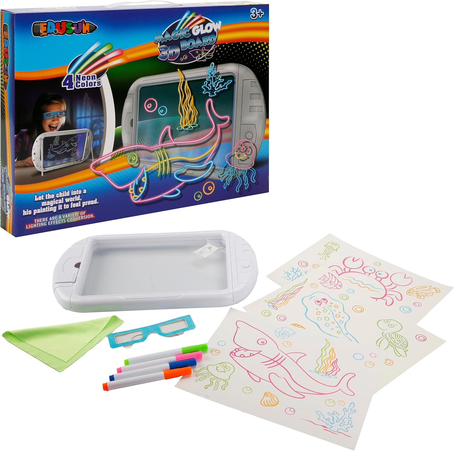 SUN-EDS-EDU Sun Doodle 3D Sihirli Çizim Tahtası Beyaz Eğitici Oyuncak