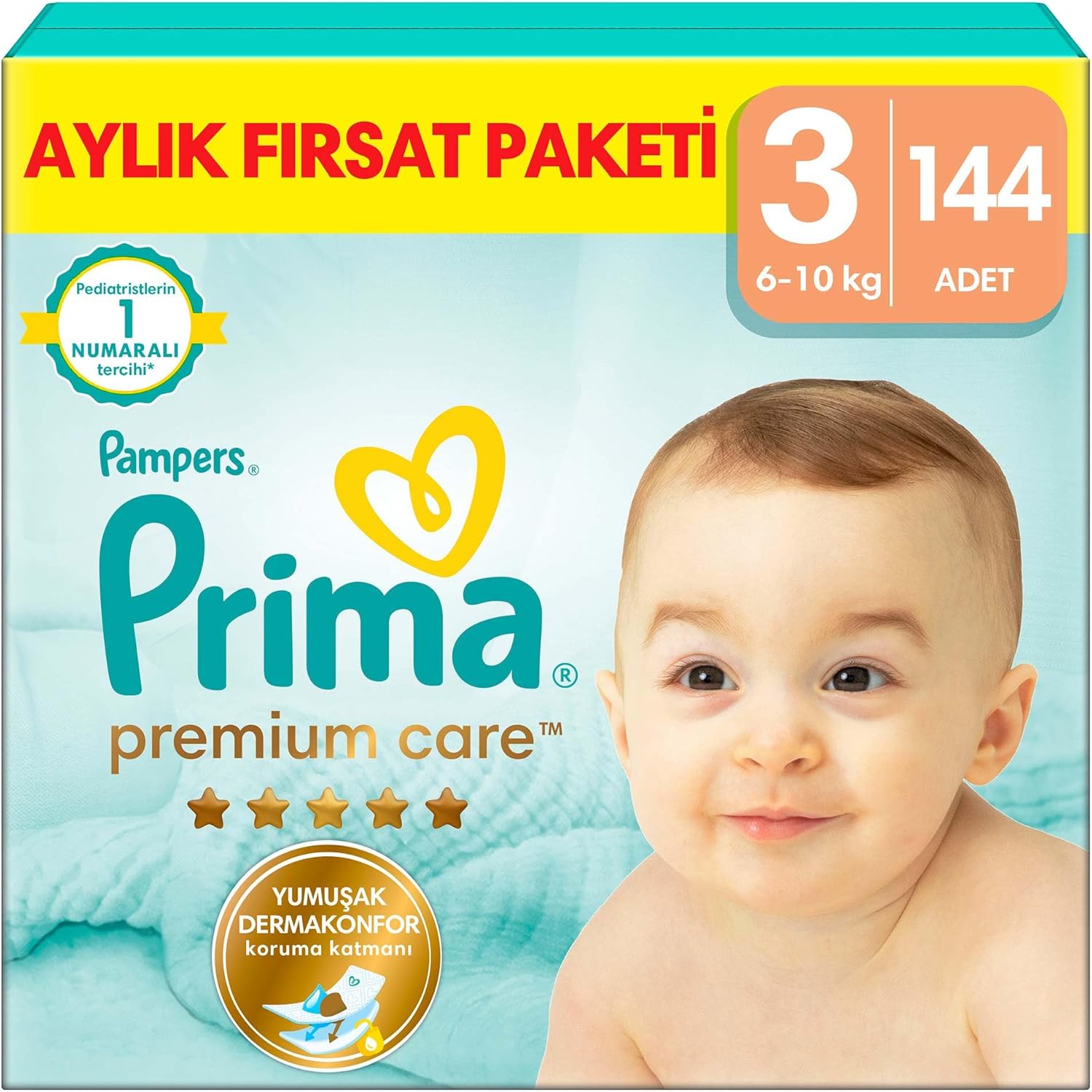 Prima Premium Care Bebek Bezi 3 Numara 144 Adet Aylık Fırsat Paketi