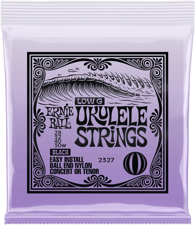 Ernie Ball Konseri/Tenor Siyah Naylon Bilyalı Uçlu Ukulele Yaylıları W/Wound G