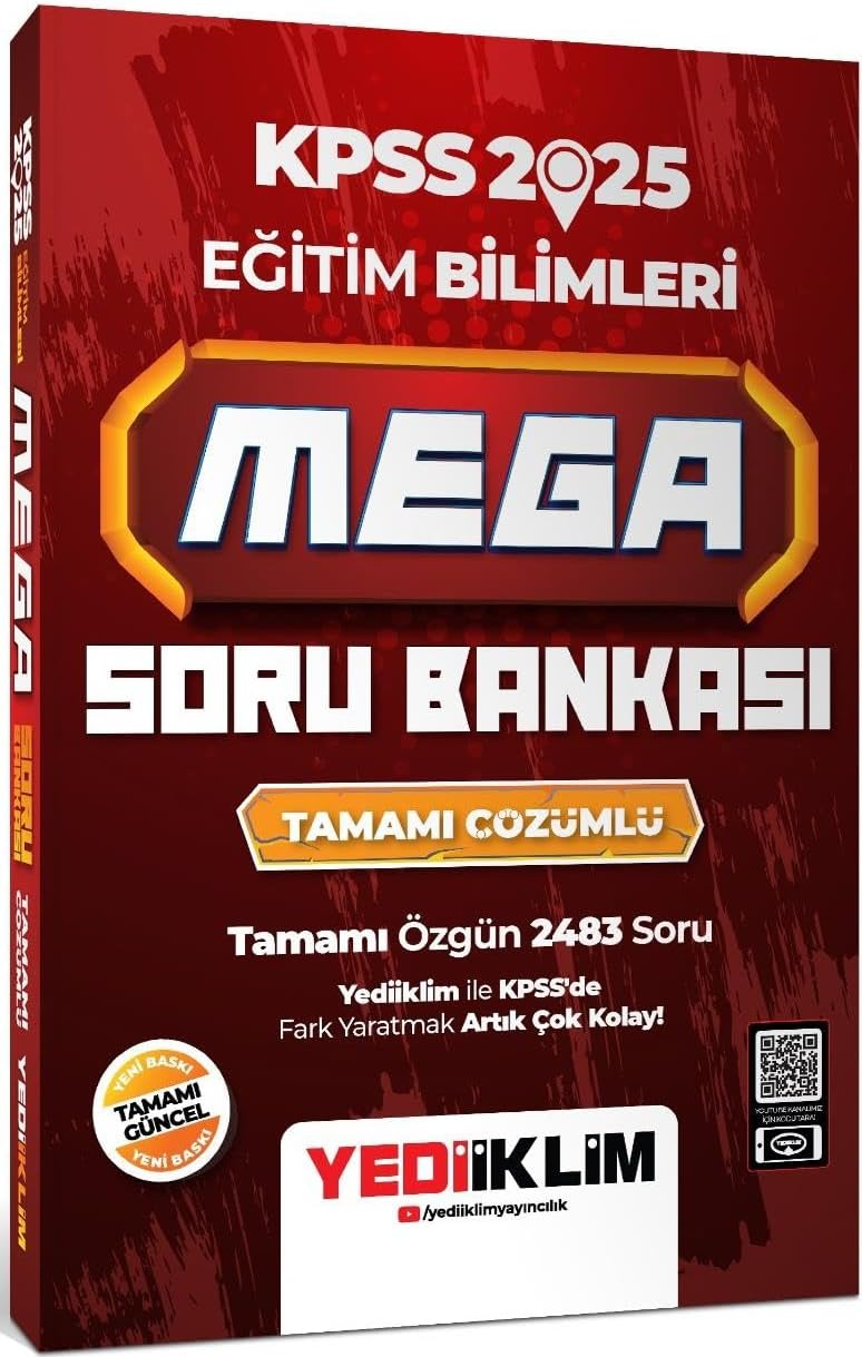 Yediiklim Yayınları 2025 KPSS Eğitim Bilimleri Mega Tamamı Çözümlü Soru Bankası