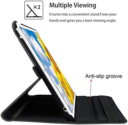iPad ile Uyumlu 7.Nesil 8. Nesil 9.Nesil 10,2 inch Kılıf 360° Dönebilen Standlı Lastikli 10,2 inch Tablet Deri Kılıf Siyah