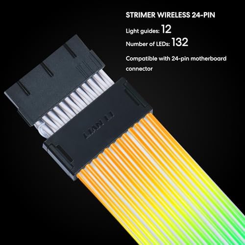 Li Strimer Kablosuz 24 Pin (PW24-1W) - Adreslenebilir RGB Güç Uzatma Kablosu - 315 mm ile 2,4 GHz Kablosuz Kontrol; 12,4 inç Uzunluk - Kablosuz Kumanda Dahil Değildir ve Gerekli Değildir