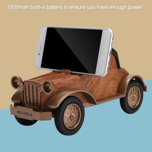Retro Ahşap Araba Şekilli Kablosuz Bluetooth Hoparlör – 1800mAh Şarjlı, 10W Güçlü Ses, USB/TF/AUX Destekli, Hi-Fi, Telefon Standlı Dekoratif Nostaljik Müzik Hoparlörü | A9