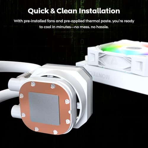 HyperFlow Dijital 240 CPU Sıvı Soğutucu, 3100 RPM Pompalı 240 mm AIO, 2×120 mm E28 ARGB Fanlar, Gerçek Zamanlı Dijital Ekran, Intel ve AMD Desteği (Beyaz)