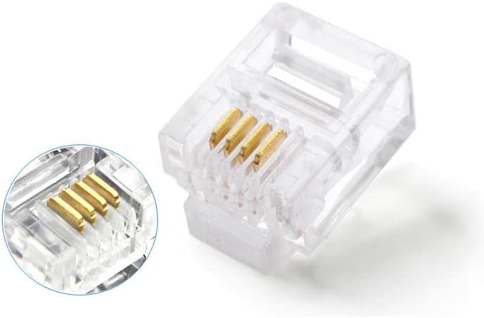 Plus PX-6P4C RJ11 4 Pinli Konnektör, 6P4C, Telefon Kablo Ucu 100'lü Paket