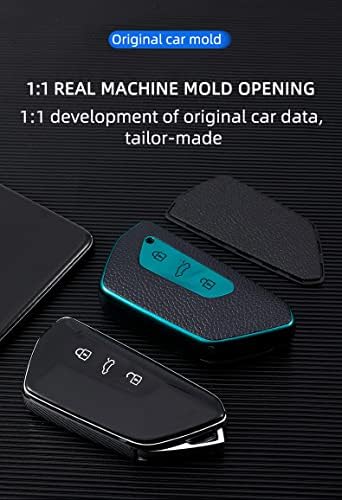 ontto Araba anahtarı kılıfı VW Golf 8 R GTI ID.3 ID.4 ID.5 için uygun anahtar kılıfı MK4 Tarraco Ateca Octavia Enyaq için 3 tuşlu TPU anahtar kılıfı anahtar gövdesi deri mavi