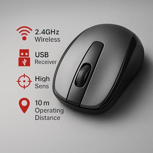2.4 GHz Kablosuz Mouse – Sessiz Tıklama, Ergonomik Tasarım, Yüksek Hassasiyet, USB Alıcılı, Ofis ve Ev Kullanımına Uygun Dizüstü Bilgisayar Mouse - Gri