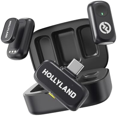 LARK A1 Kablosuz Mini Mikrofon, 15/16 ve için, 48 kHz/24 bit, 3 Seviyeli Akıllı Gürültü Engelleyici, YouTube, Podcast, Vlog için Mikrofon (Siyah, 2TX + USB-C RX + Şarj Kılıfı)