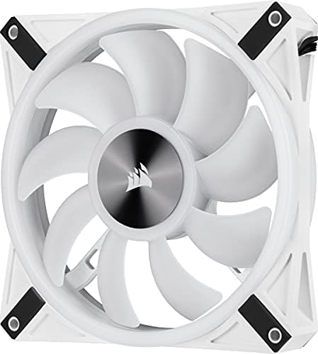 iCUE QL140 RGB, 140 mm x 25mm RGB LED PWM Fan (Maksimum hız 1250 RPM'ye kadar)- tek ünite, Beyaz