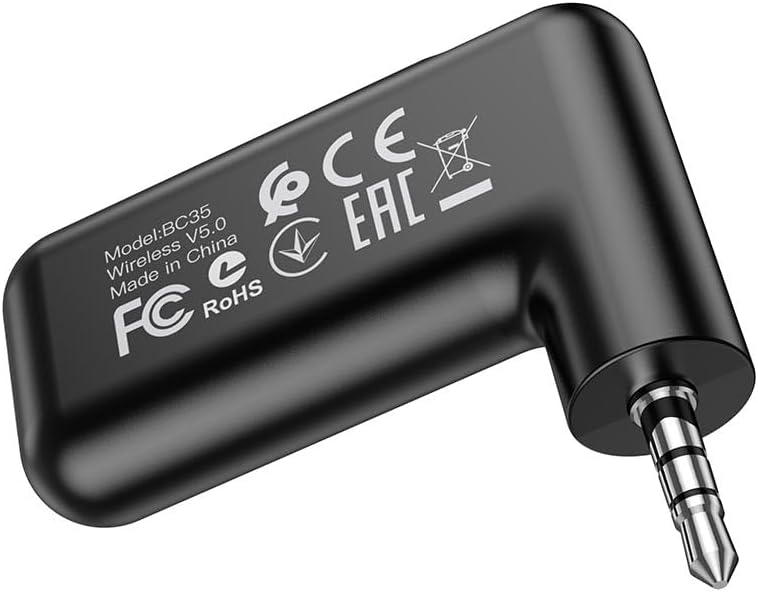 Bluetooth 5.0 3.5mm Aux Araç Ses Aktarım Kiti Adaptör Bluetooth Çenanirici Araba Hoparlör Kulaklık için Taşınabilir Kablosuz Ses Araç Kitleri Adaptörü BC35