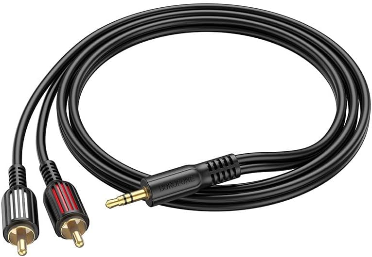 Kablo AUX Audio 3.5mm to Çift RCA Aux Standart Ses Kablosu 3.5mm Kulakık Çıkışlı Tablet Bilgisayar Telefon ve Mp3 Çalar İle Amfi Bağlantı Kablosu 150cm BL11