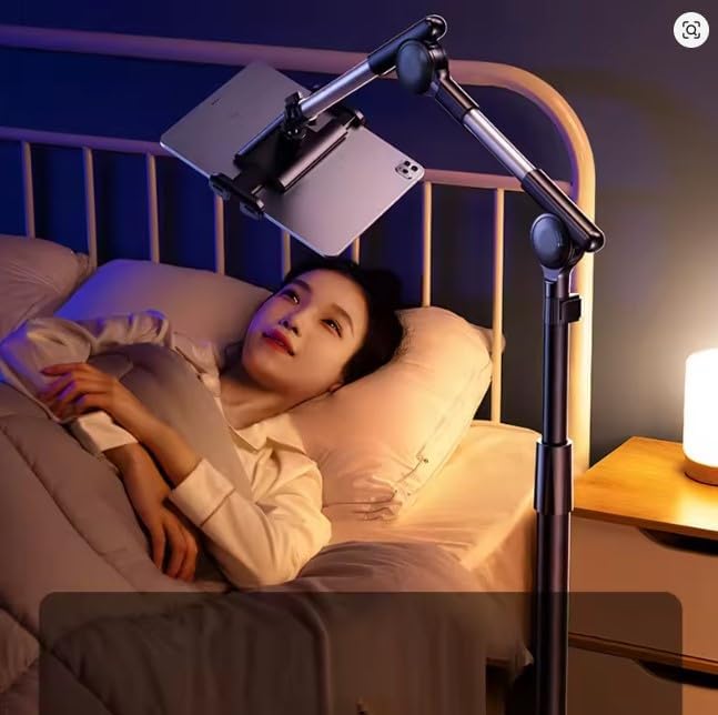 Ayarlanabilir Tablet Standı, 160cm Yükseklik, 360° Dönebilen, Evrensel Mobil Telefon ve Tablet Tutucu, Metal Zemin Standı, Masaüstü Çalışma için