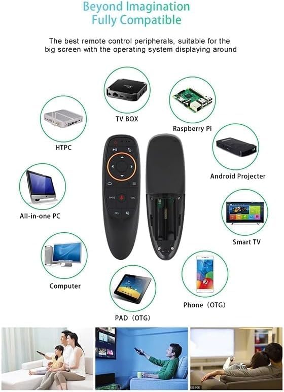 2.4G Kablosuz Uzaktan Kumanda, 17 tuşlu Kablosuz Sesli Hava Fare Klavye Akıllı TV/ TV Set Üstü Kutular/PC için Uzaktan Kumanda, Dahili 6 Eksenli Jiroskop Taşınabilir Air Mouse