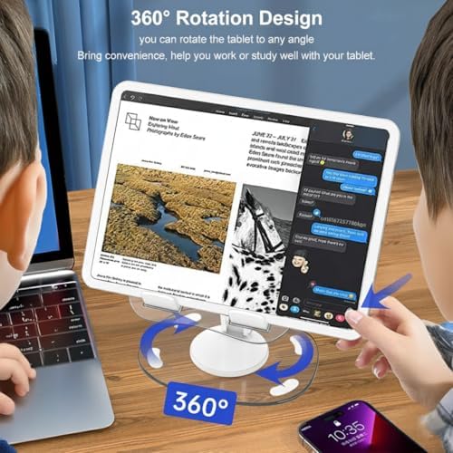Q16 360 Derece Hareketli Şeffaf Tablet Ve Telefon Tutucu Stand, Katlanabilir Ayarlanabilir